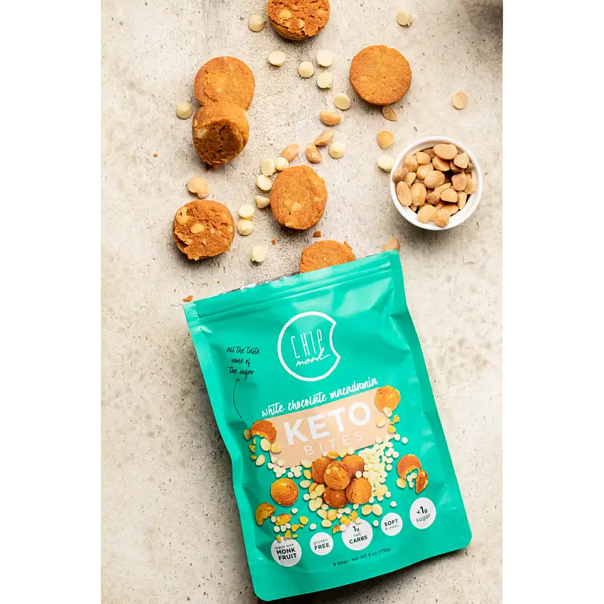 ChipMonk Baking White Chocolate Macadamia Keto Cookie Bites - 6 OZ 10 Pack