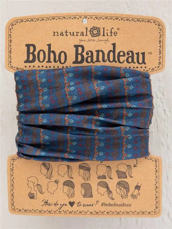 Headband - Boho Bandeau Full - Navy Vines