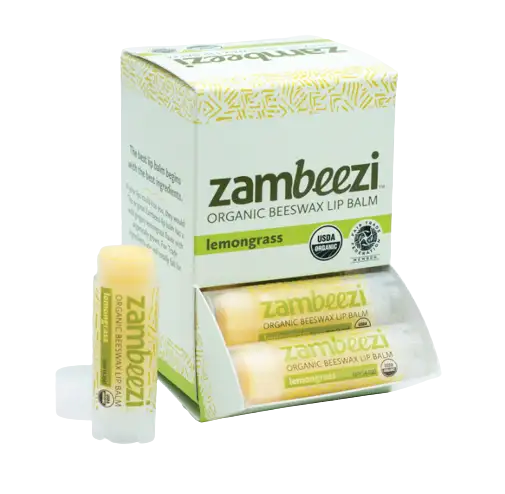 Zambeezi Lemongrass Lip Balm Carton - 0.15 OZ 24 Pack