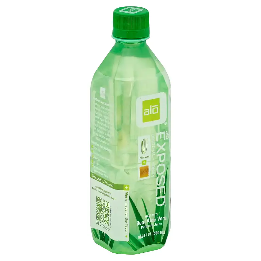Alo Exposed Original + Honey Real Aloe Vera Pulp and Juice, 16.9 fl oz