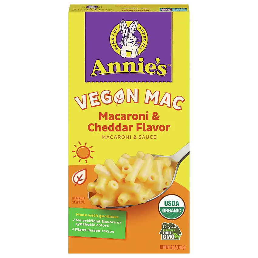 Annie's Vegan Macaroni And Sauce Cheddar Flavor - 6.0 OZ 12 Pack