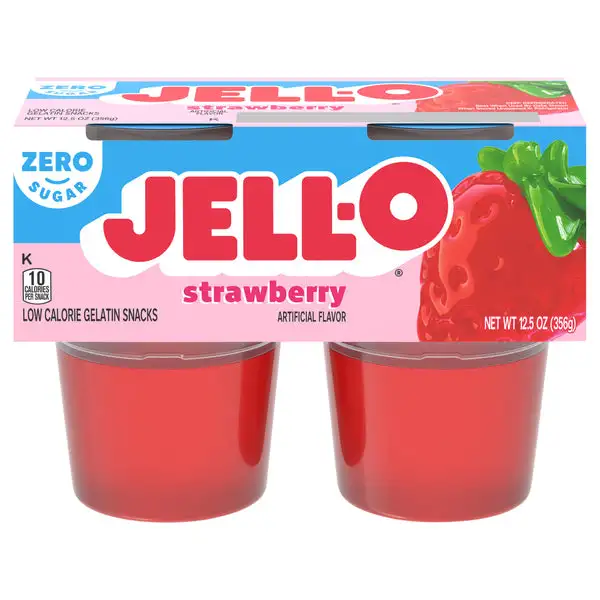 Jell-O, Zero Sugar Strawberry Flavor Gelatin Snack Cups