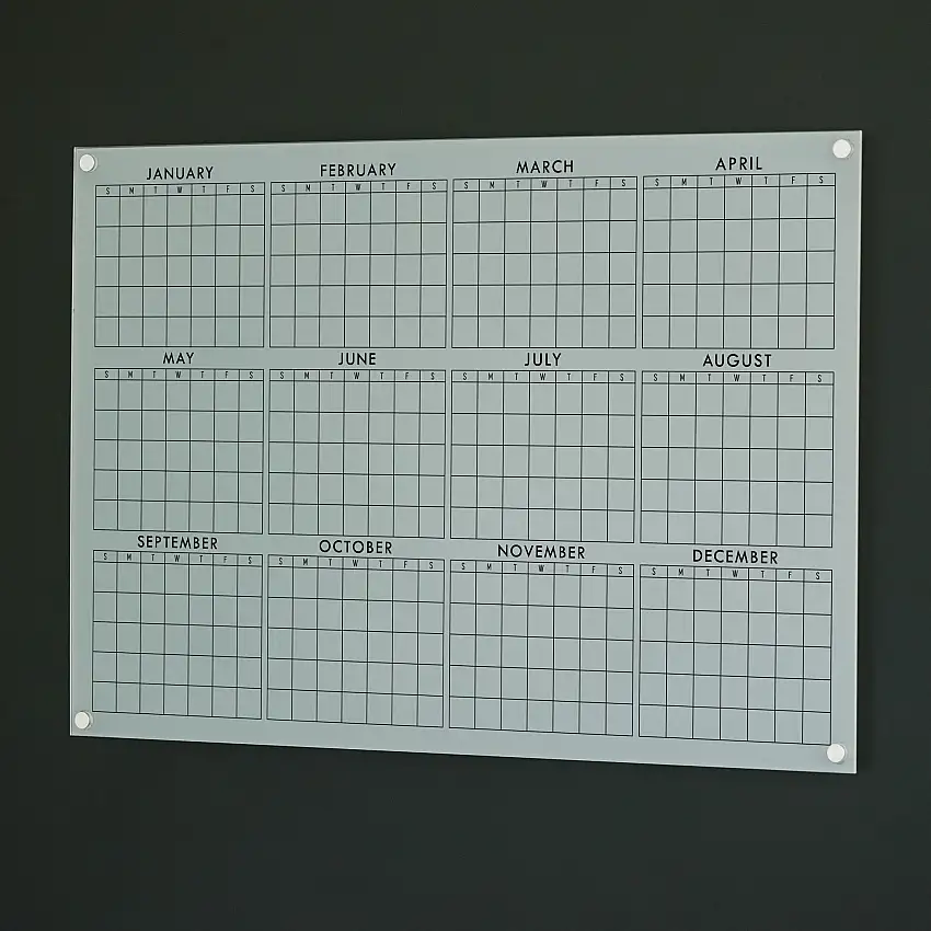 Frosted Acrylic Yearly Calendar | Horizontal Multi-style