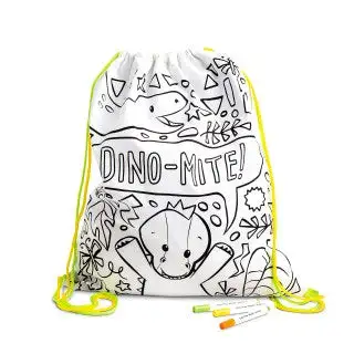 Collection: color-me-drawstring-bag<br/><br/>Color Me Drawstring Bag - Dinosaur