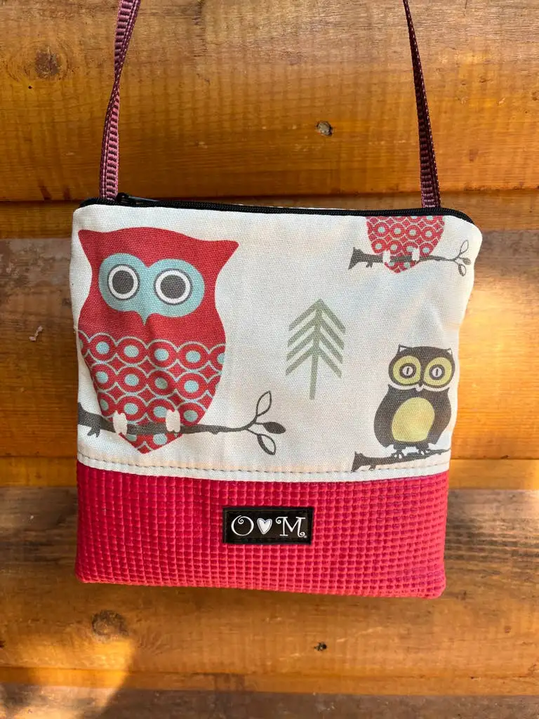 Stella Red Cross Body Purse - Owl Print Fabric