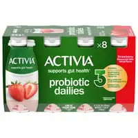 Activia, Yogurt Drink, Low Fat, Strawberry, Probiotic Dailies