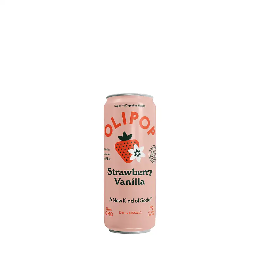 Olipop Prebiotic Soda - Strawberry Vanilla 12 fl oz (Shelf Stable Sleek Cans)