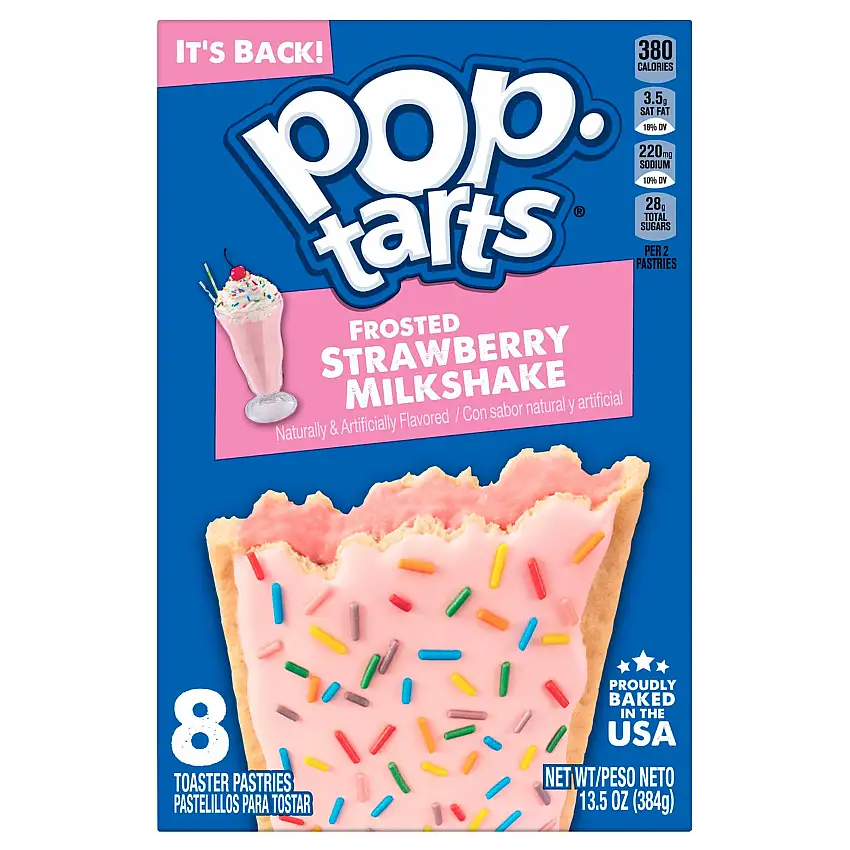 Kelloggs Frosted Strawberry Milkshake Poptarts - 13.5 OZ 12 Pack