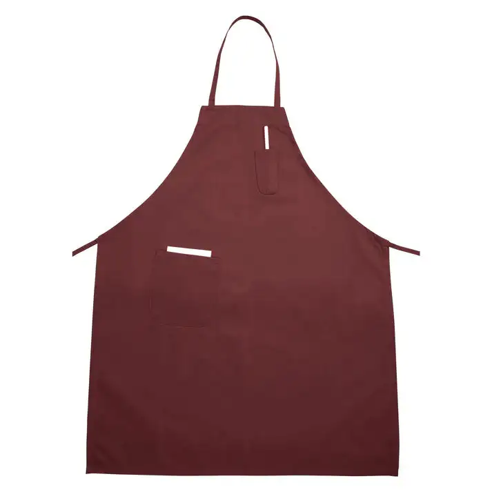 Apron Bib Fxd 2 Pocket Burgundy