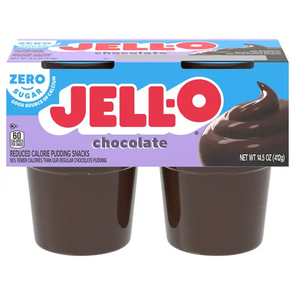 Jell-O, Pudding Snacks, Reduced Calorie, Zero Sugar, Chocolate