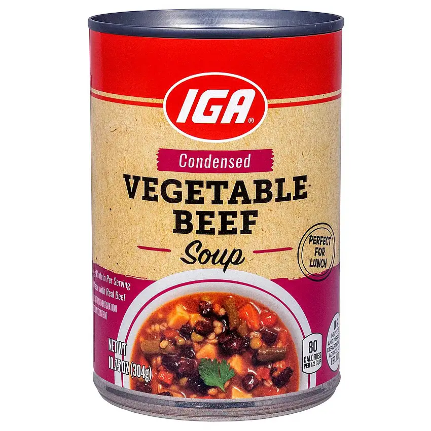 IGA Soup Vegetable Beef - 10.75 OZ 24 Pack
