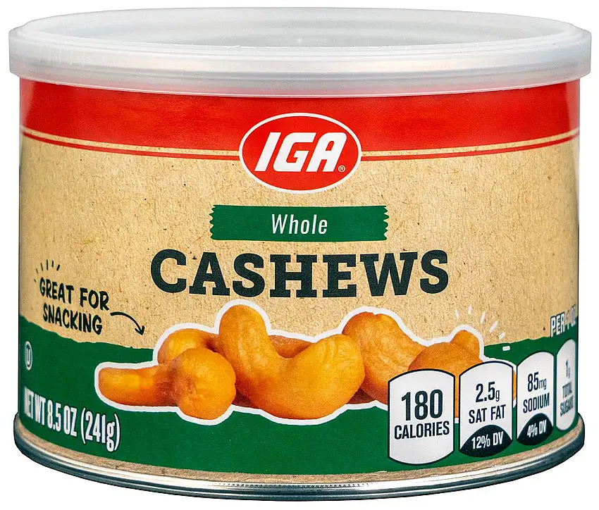 IGA Cashews Whole - 8.5 OZ 12 Pack