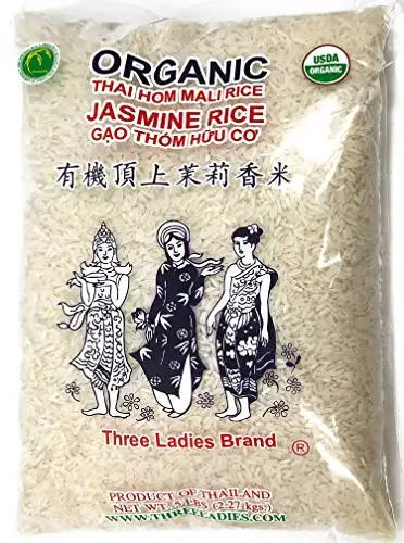 Three Ladies -  Thai Long Grain Jasmine Rice 5 Pounds, Product of Thailand