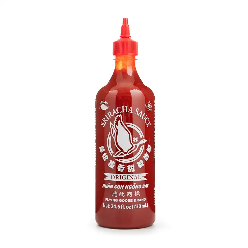 Sriracha Hot Chilli Sauce by Flying Goose - Vegan, Gluten Free, Ready To Use, Product of ThaiLand - Net WT: 24.6 Fl Oz (730 ml) (Pack of 1)
