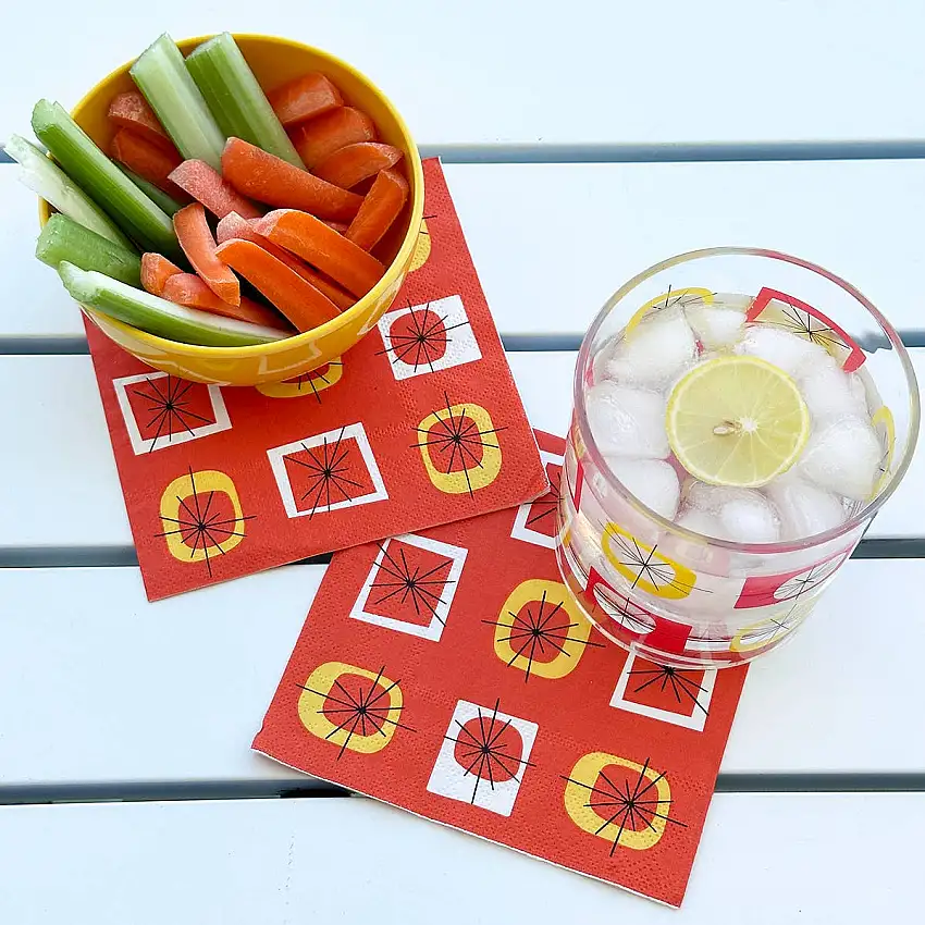 Atomic Paper Cocktail Napkins | Orange