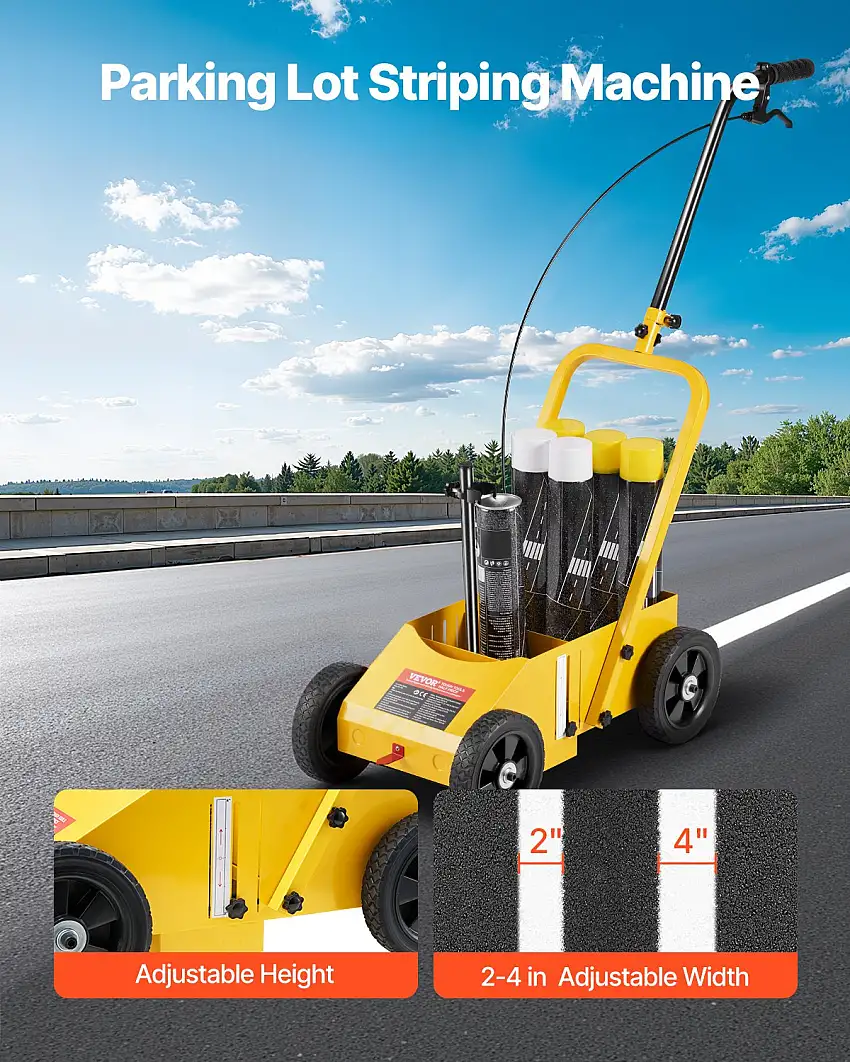 Striping Line Marking Machine 24 x 13 x 35.4 in 4-Wheel Striping Machine Yellow