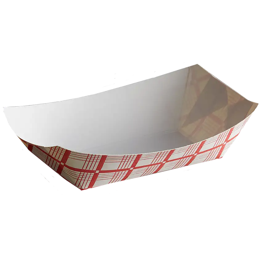 #100 1lb Red Check Paper Food Tray 585351