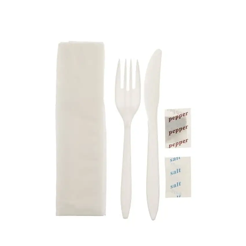 Victoria Bay White Cutlery Kit - 5PC (Fork,Knife,Napkin,Salt & Pepper) 250ct