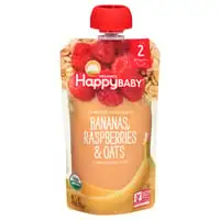 Happy Baby, Organics - Baby Food, Organic, Banana, Raspberries & Oats, 2 (6+ Months)