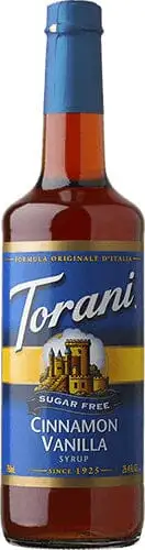 Torani SUGAR FREE Cinnamon Vanilla Syrup 750ml Glass Bottle