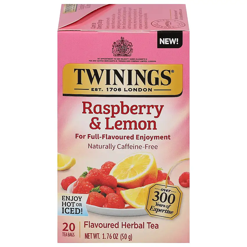 Twinings Raspberry And Lemon Herbal Tea - 20 OZ 6 Pack