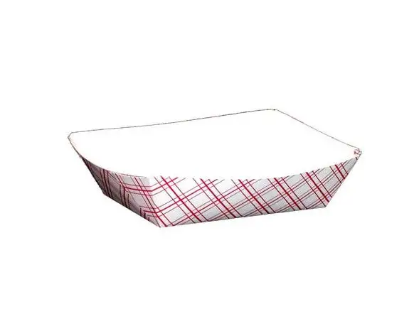 #50 1/2 lb Red Check Paper Food Tray 7030