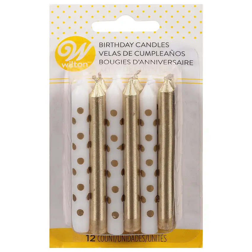 Wilton Gold Combo Birthday Candles - 12 OZ 12 Pack
