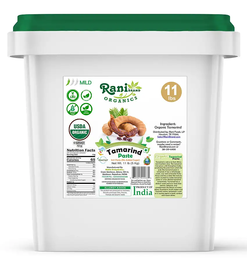 Organic Tamarind Paste (Imli Paste) 176oz (11lbs) 5kg - Rani Brand Authentic Indian Products