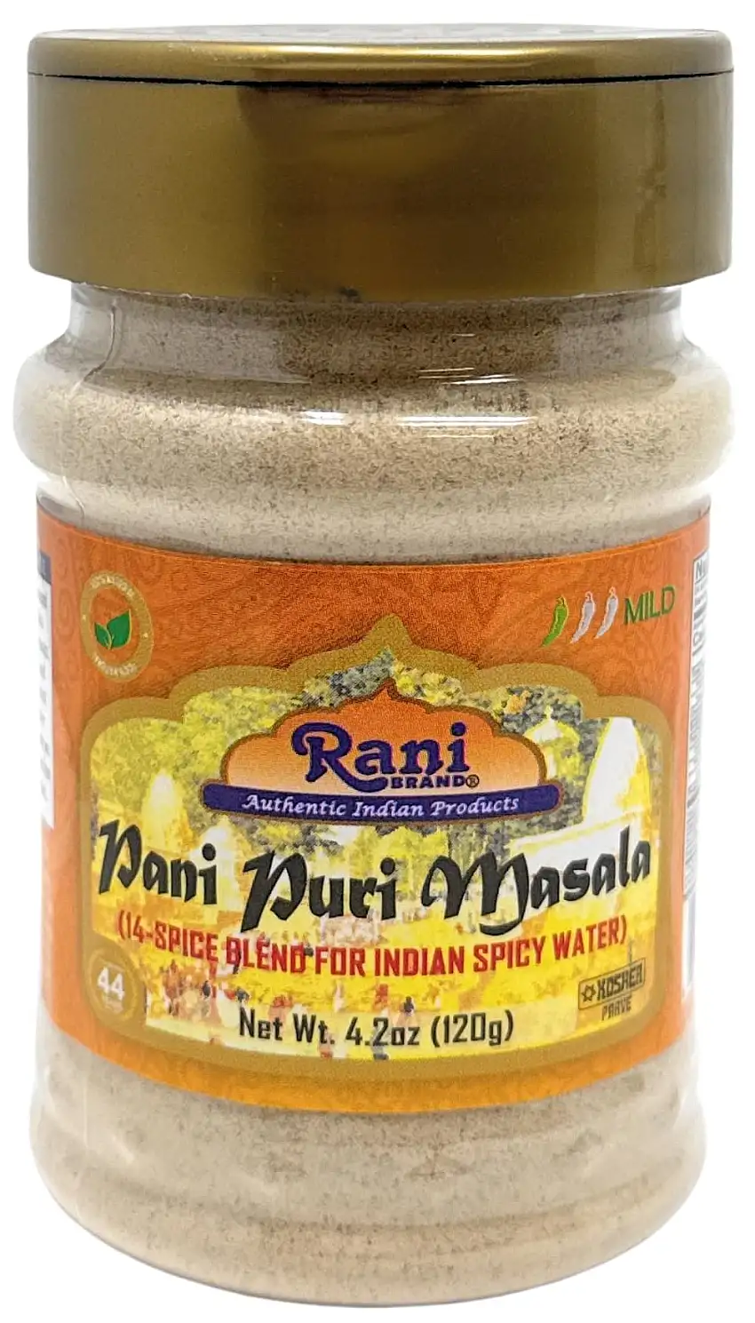 Rani Pani Puri Masala (14-Spice Blend for Indian Spicy Water) 4.2oz (120g) PET Jar ~ All Natural | Vegan | No Colors | Gluten Friendly | NON-GMO | Kosher | Indian Origin, gol gappa