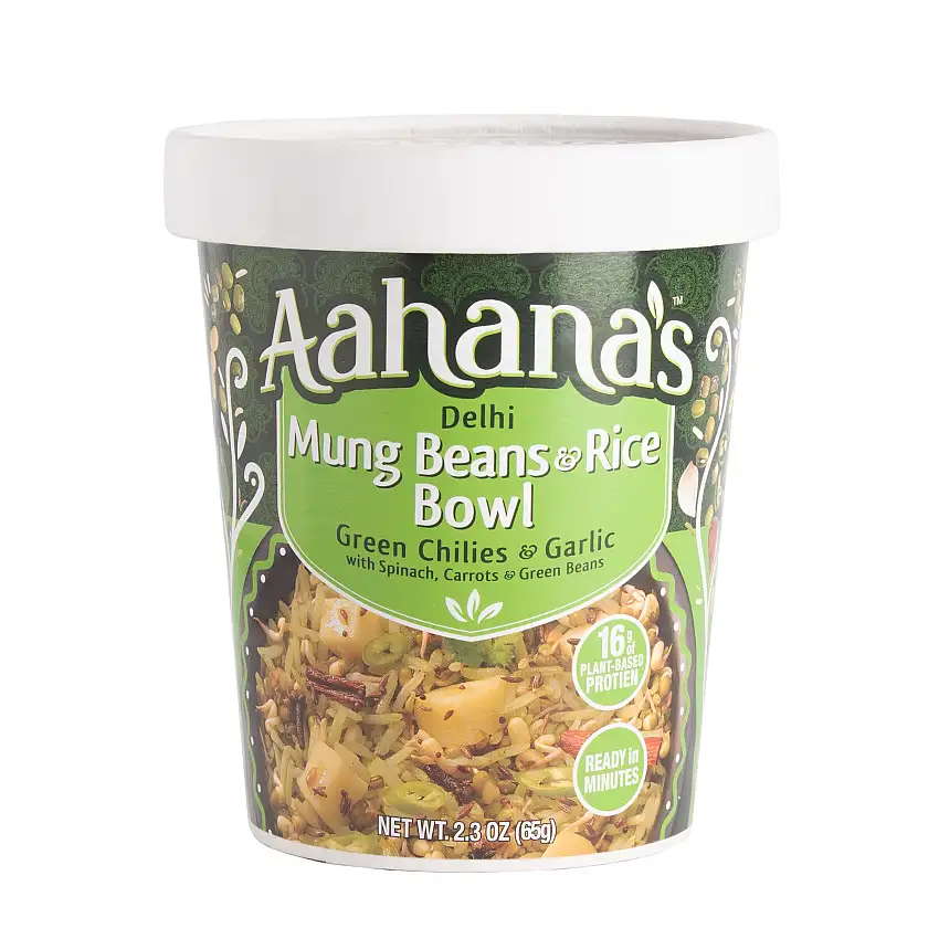 Aahanas Delhi Mung Beans & Rice Bowl - 2.3 OZ 24 Pack