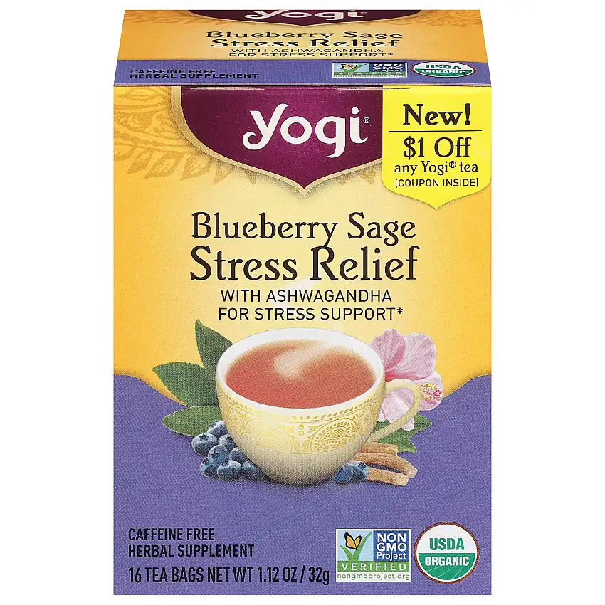 Yogi Tea Blueberry Sage Stress Relief - 16 OZ 6 Pack