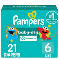 Pampers, Baby Dry - Baby Dry Diapers, Size 6, 35+ lbs, 21 Count, Absorbent Disposable Diapers
