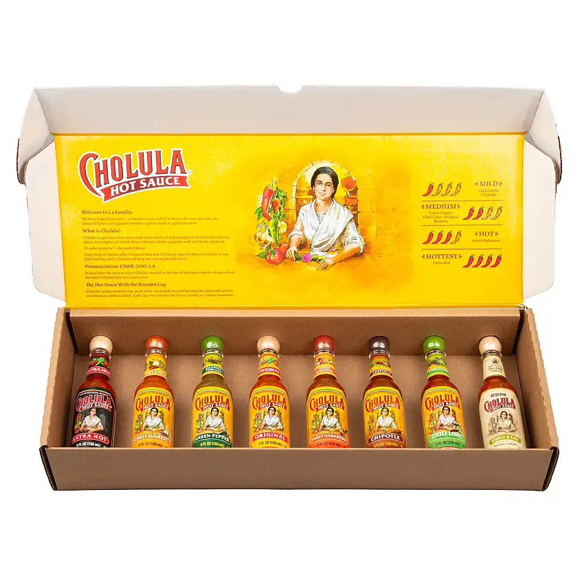Cholula Variety Pack, 8-Count (Extra Hot, Green Pepper, Chili Lime, Chili Garlic, Chipotle, Sweet Habanero, Reserva, Original)