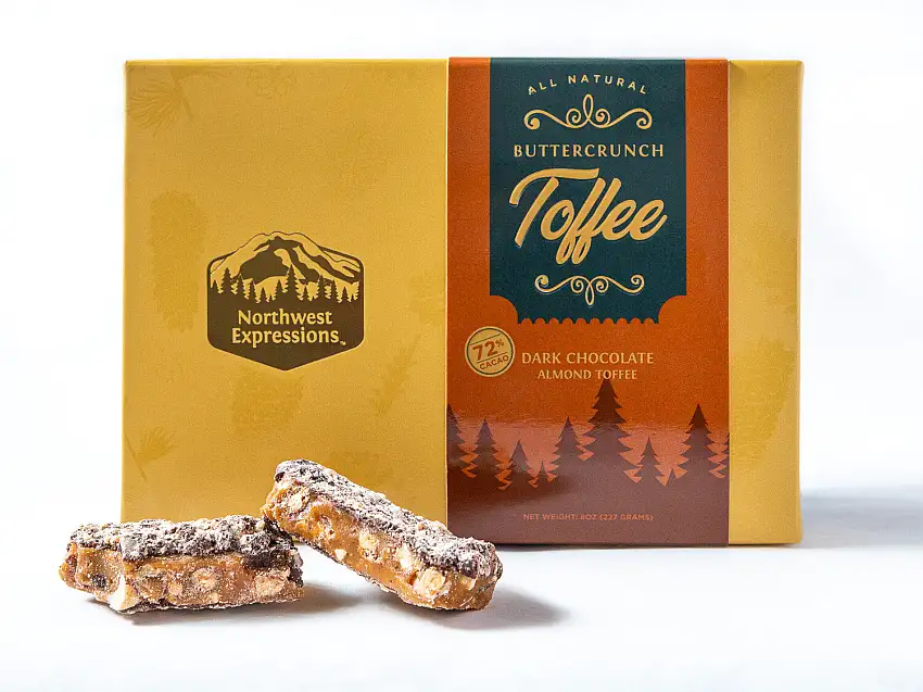 Northwest Expressions Butter Crunch Almond Toffee enrobed with Dark Chocolate - 8 OZ 8 Pack