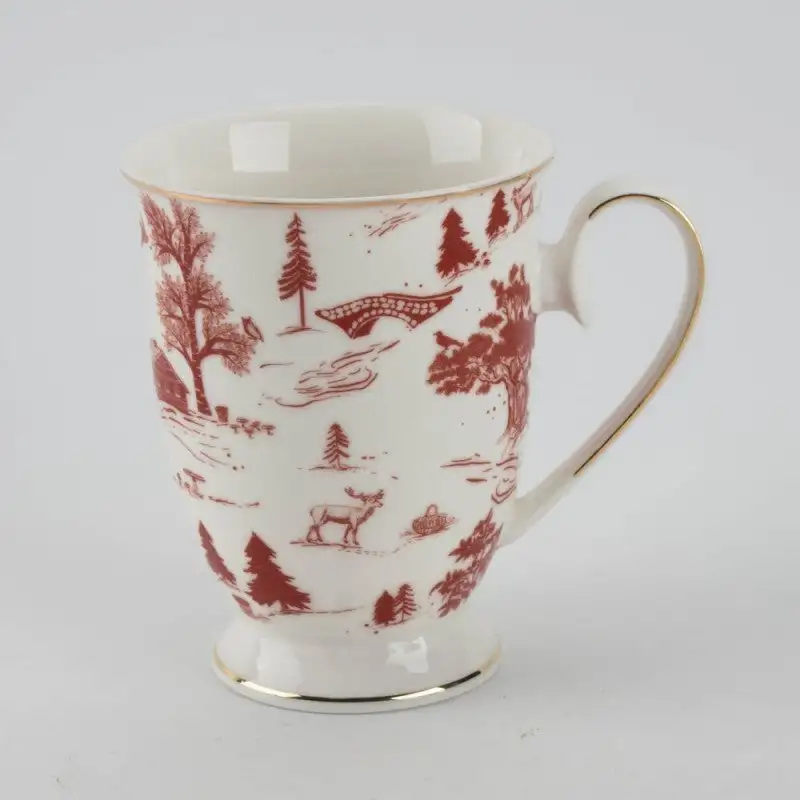 Red Toile Village Mug