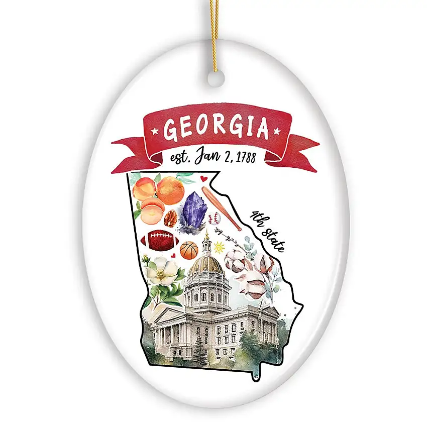 Artistic Georgia State Themes and Landmarks Christmas Ornament