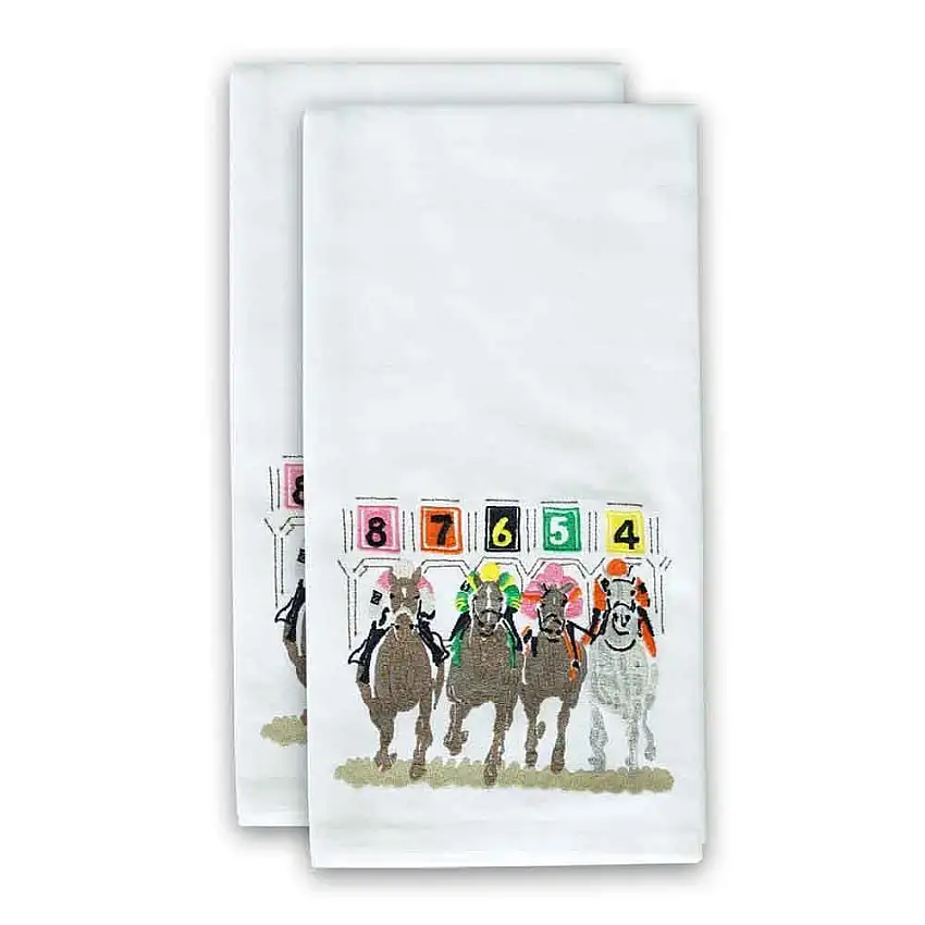 Away They Go Embroidered Hand Towels | Set of 2