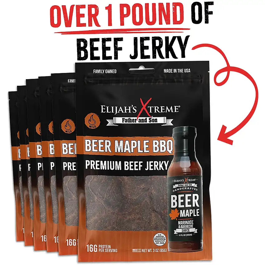 Beer Maple BBQ Beef Jerky - 6 bags (1lb)