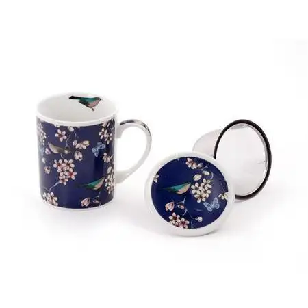 Birds & Butterflies Tea Mug With Infuser Basket