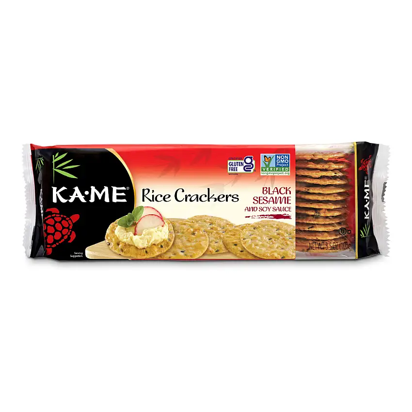 Black Sesame and Soy Sauce Rice Crackers