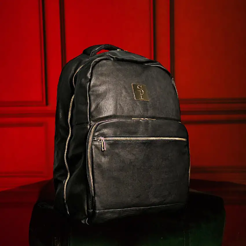 Black Leather Commuter Bag