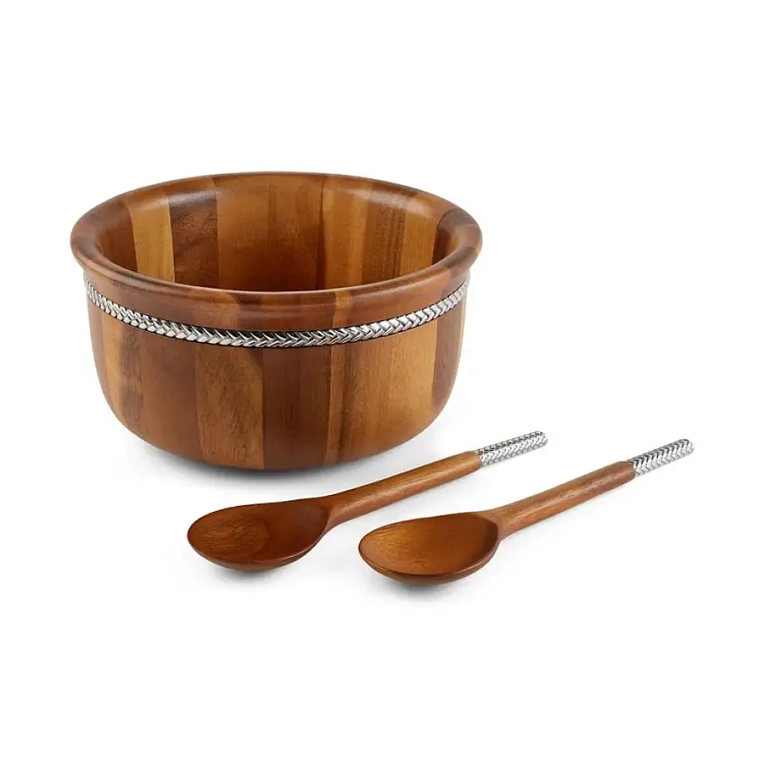 Nambé Braid Round Salad Bowl with Servers