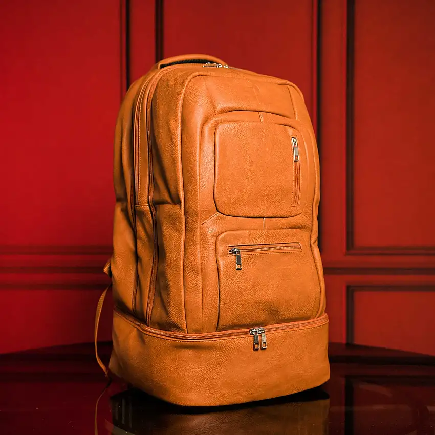 Brown Leather Luxury Patented Carry-On Bag
