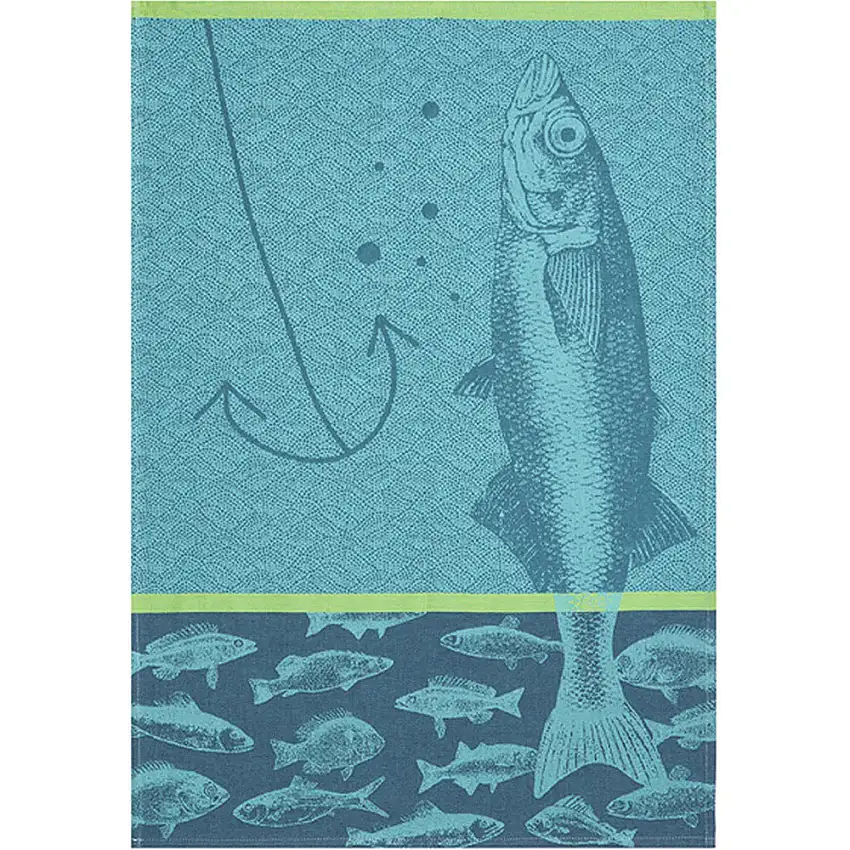 Coucke Fishing French Cotton Jacquard Tea Towel