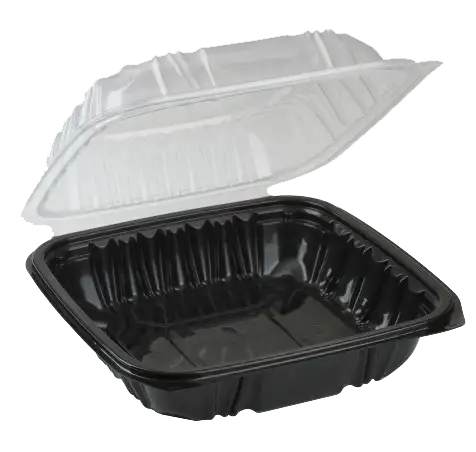 8.5" x 8.5" Vented Microwavable 1-Compartment Hinged Container