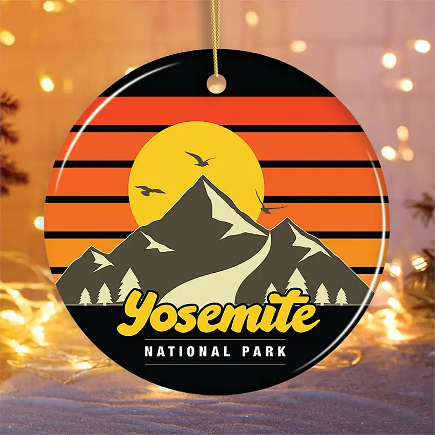 Yosemite National Park Retro Style Ornament, California USA Tourist Attraction and Gift