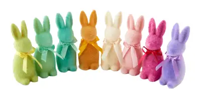 Flocked Pastel Button Nose Bunny 6in