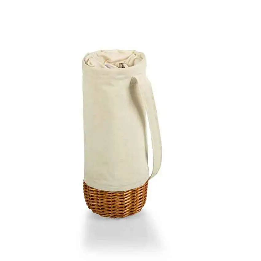 Malbec Insulated Canvas & Willow Wine Tote - Beige