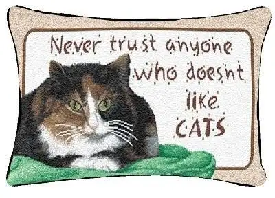 Never Trust Anyone Who Doesn't Like Cats Word Pillow