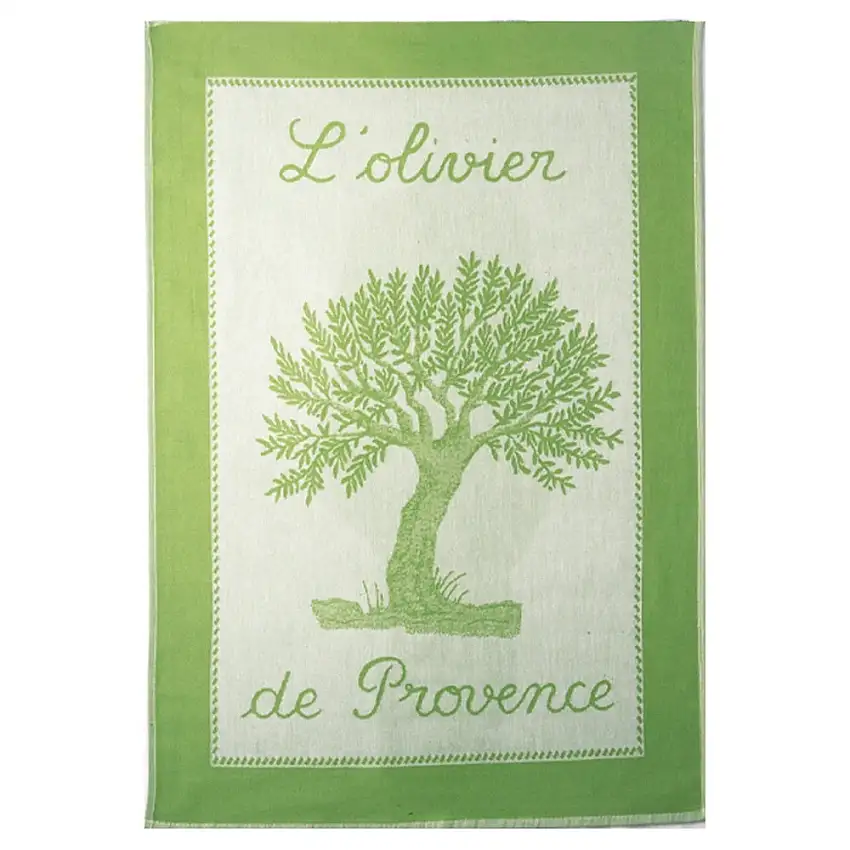 Olive Tree French Cotton Jacquard Tea Towel